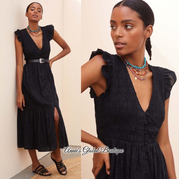 NWT, Anthropologie Embroidered Ruffled Smocked Midi Dress - Picture 2 of 16